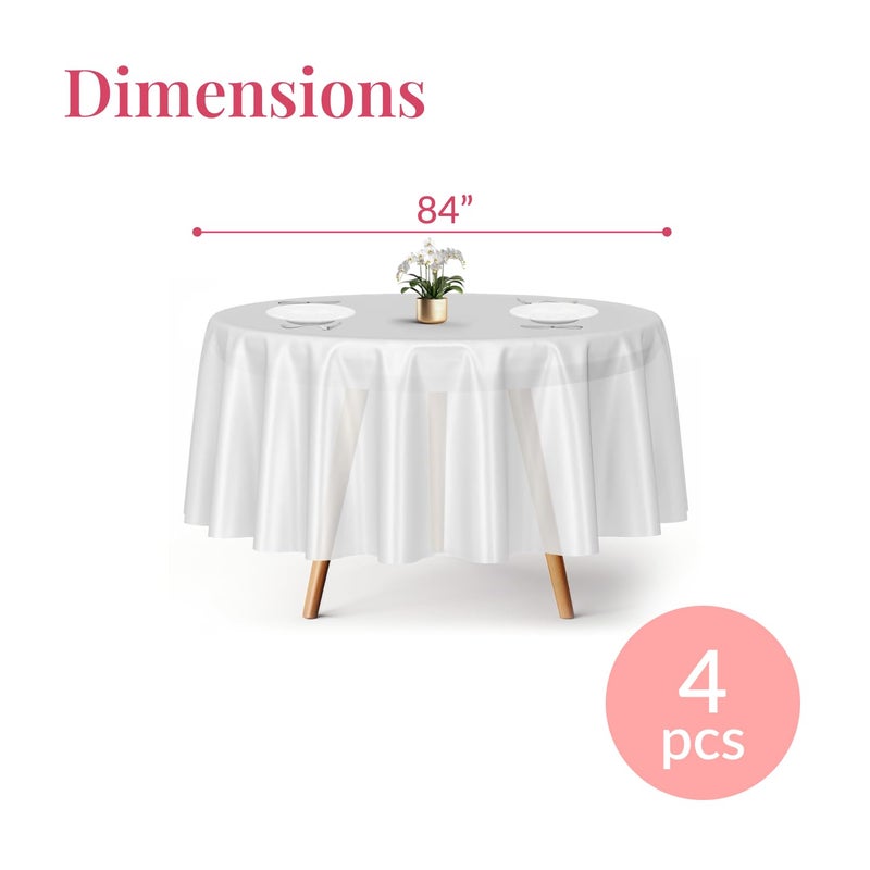 Prestee 4-Pack 84-Inch White Round Plastic Tablecloth Disposable - Durable Waterproof Table Covers for Weddings, BBQ, Parties, Outdoor Events - Elegant White Plastic Tablecloths Round for Any Occasion - Image 3